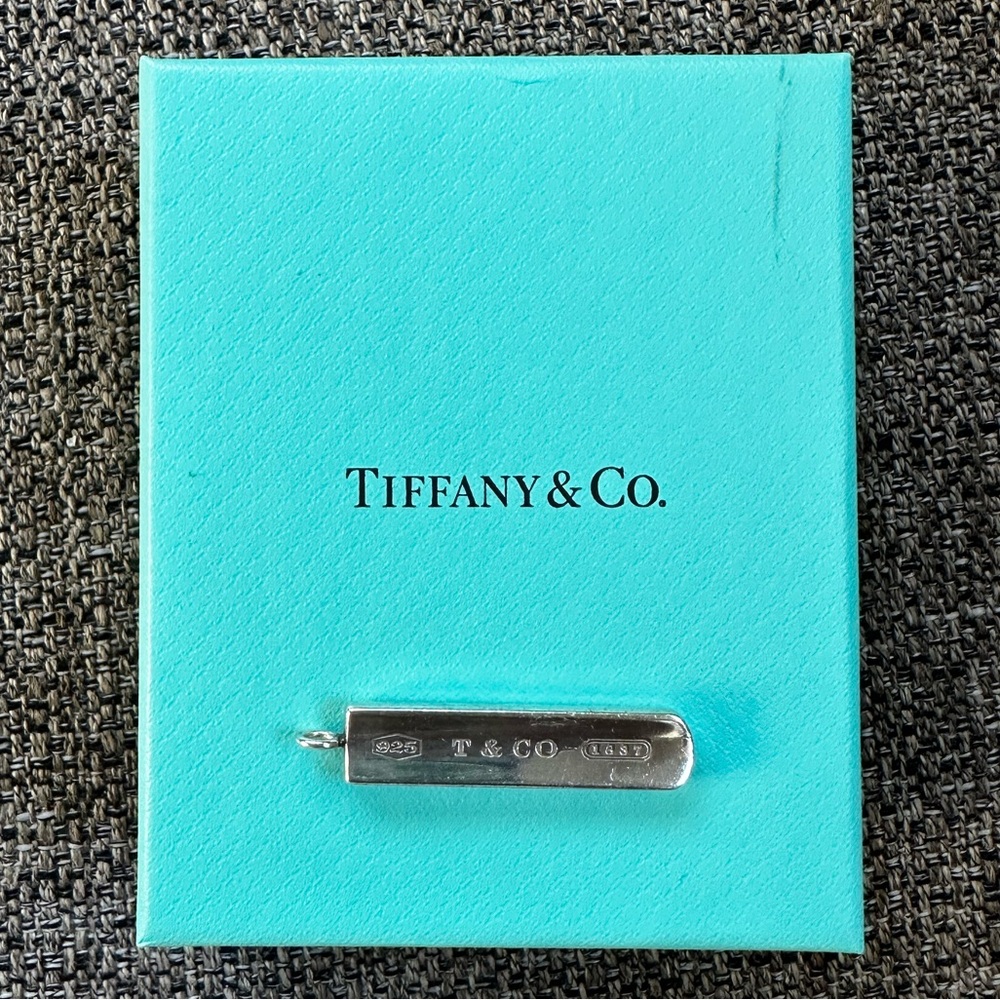 Tiffany & Co 1837 Bar Pendant Necklace Sterling Silver Vintage